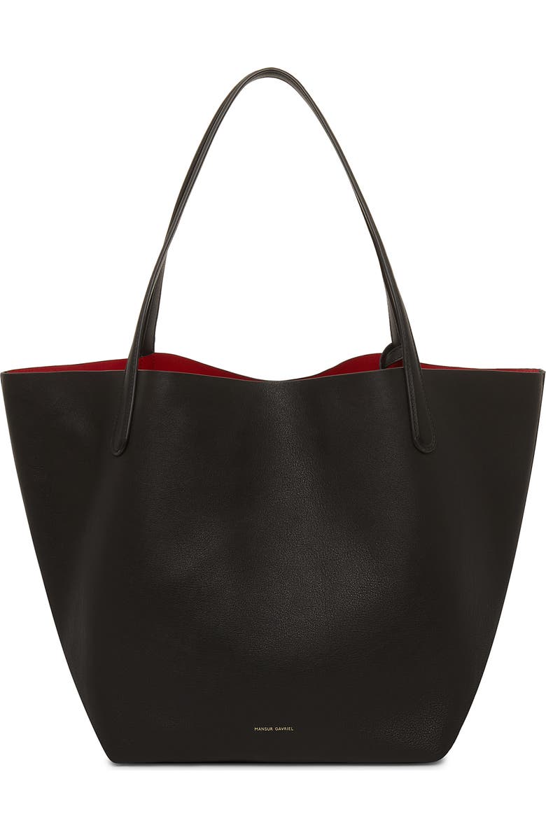 Mansur Gavriel Everyday Soft Leather Tote, Main, color, Black/Flamma