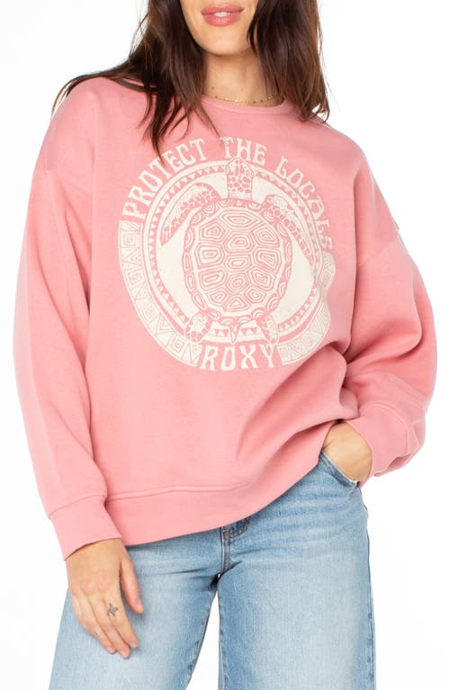 Roxy Morning Hike Oversize Fleece Graphic Sweatshirt In Pink