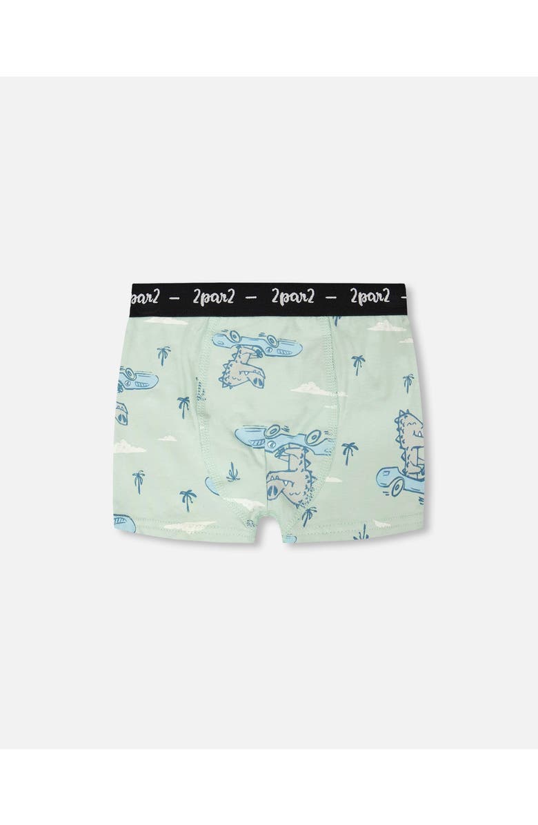 Deux par Deux Organic Cotton Crocodile Elastic Waist Boxer, Main, color, Green Printed Crocodiles