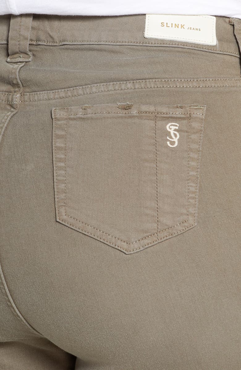 SLINK Jeans High Waist Distressed Ankle Boyfriend Jeans, Alternate, color, Dark Olive