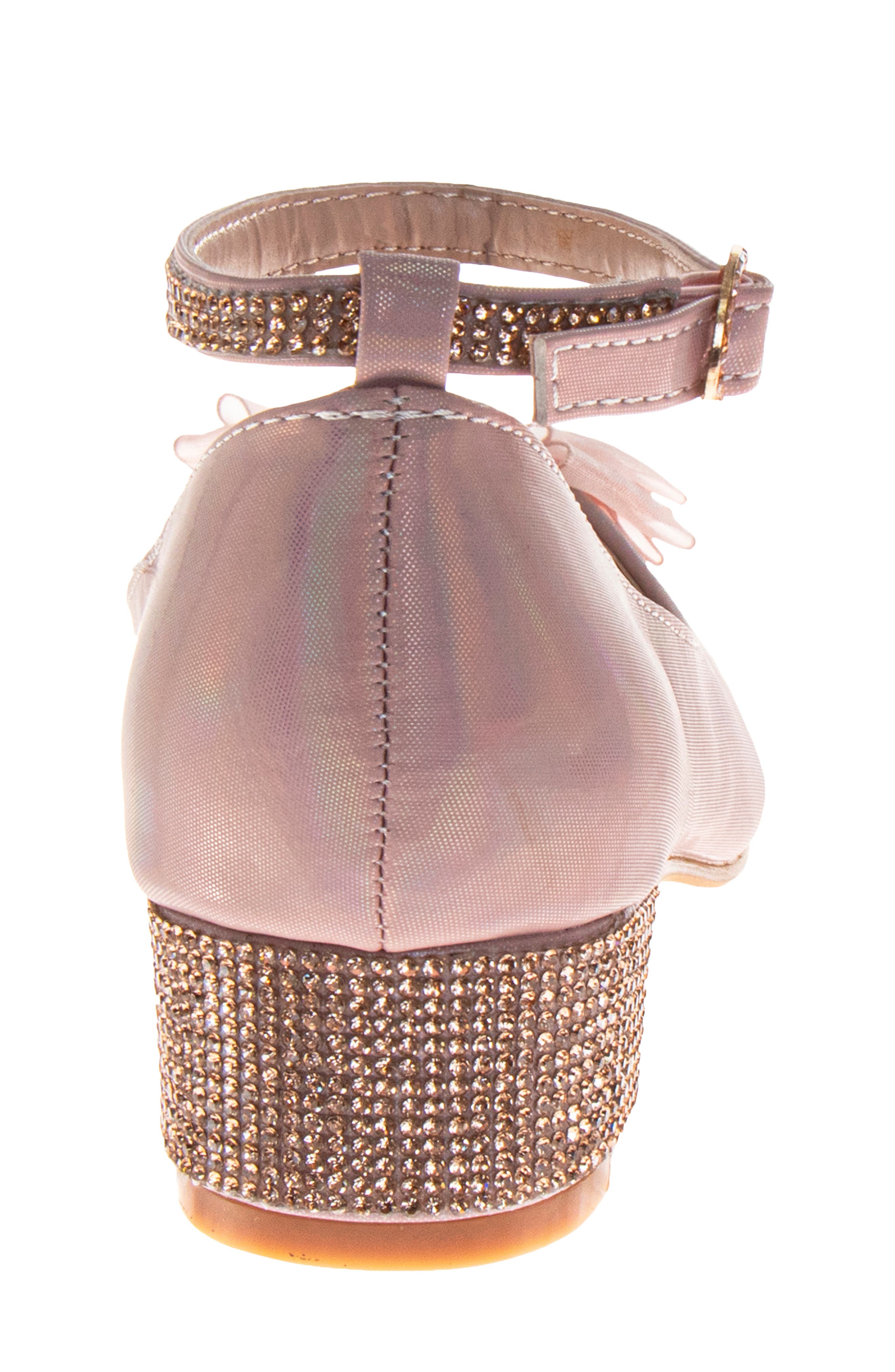 Kids' Crystal Heart Ankle Strap Pump, Alternate, color, PINK
