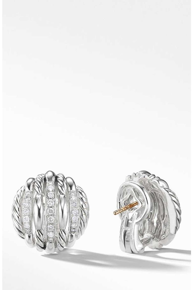 Tides Stud Earrings with Diamonds, Alternate, color, STERLING SILVER/ DIAMOND