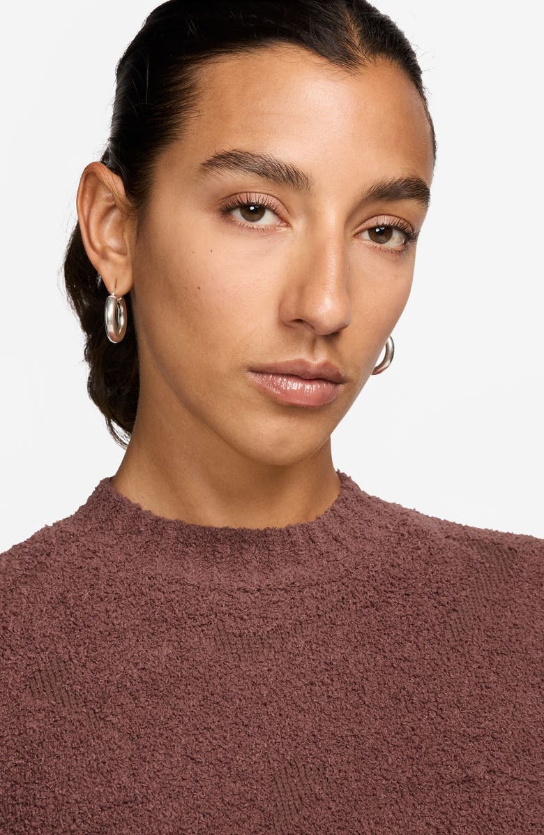 Nike Phoenix Bouclé Long Sleeve Crop Top, Alternate, color, Red Sepia