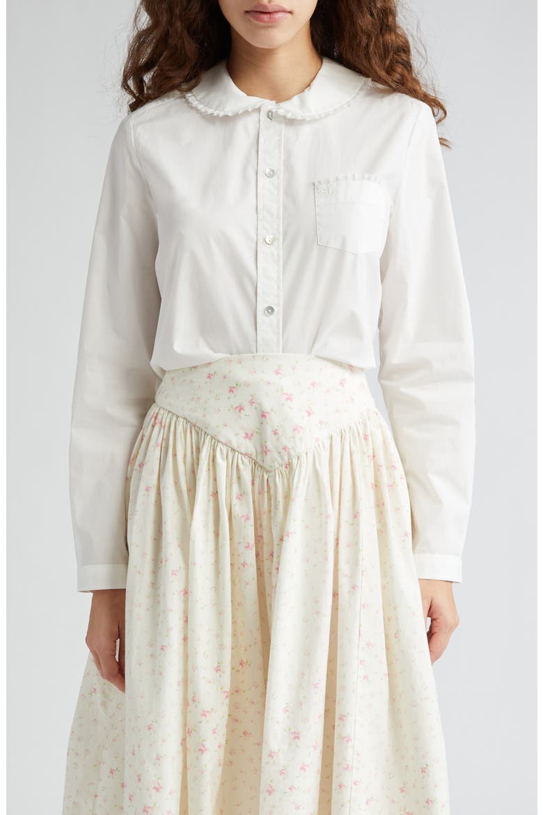 Wembley Lace Trim Cotton Poplin Button-Up Shirt, Main, color, WHITE