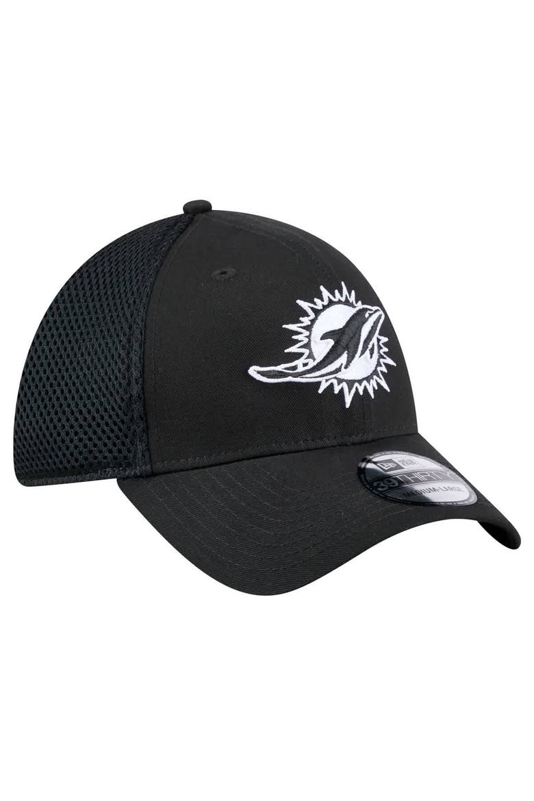 Men's New Era Black Miami Dolphins Main Neo 39THIRTY Flex Hat, Alternate, color, Black