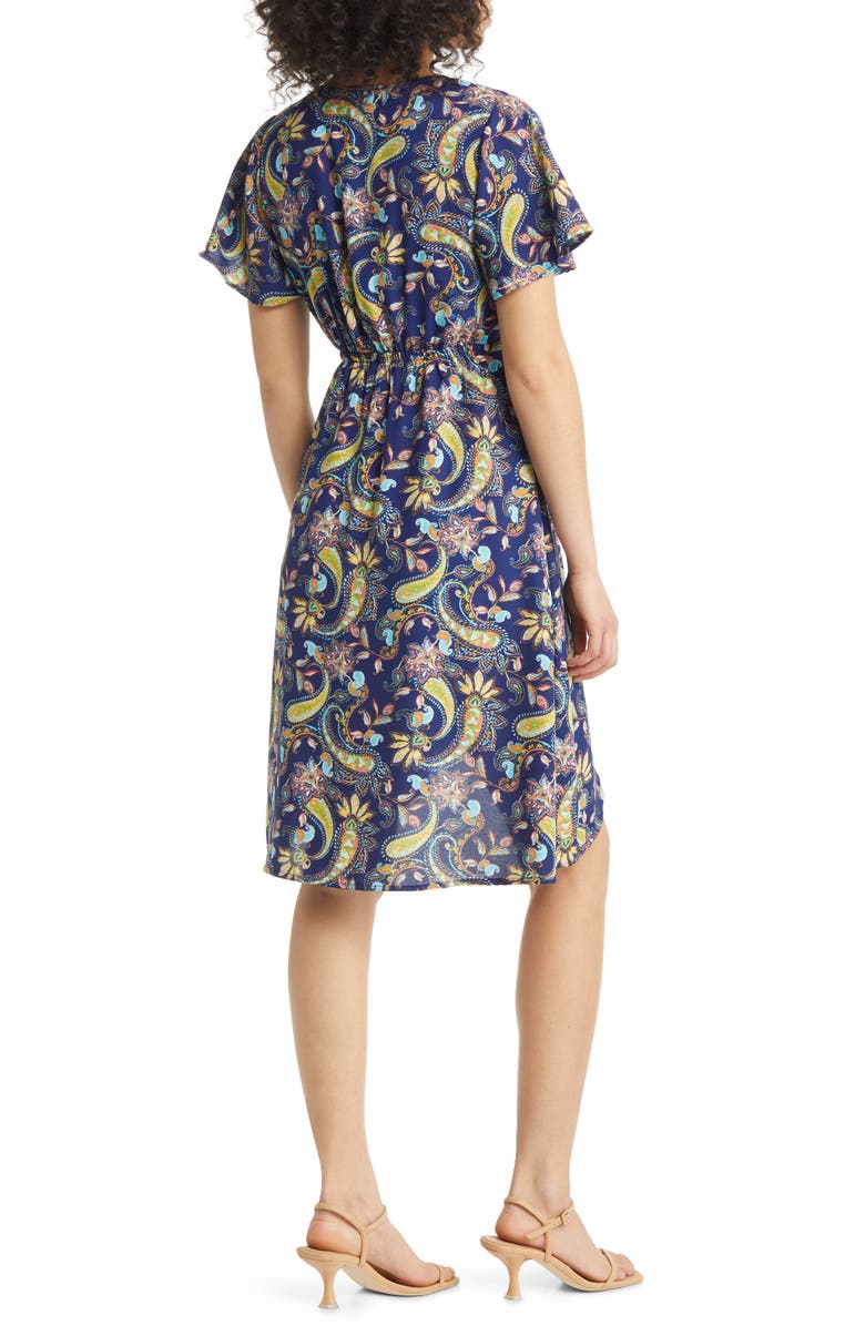 Harlow & Rose Paisley Tie Waist A-Line Dress, Alternate, color,