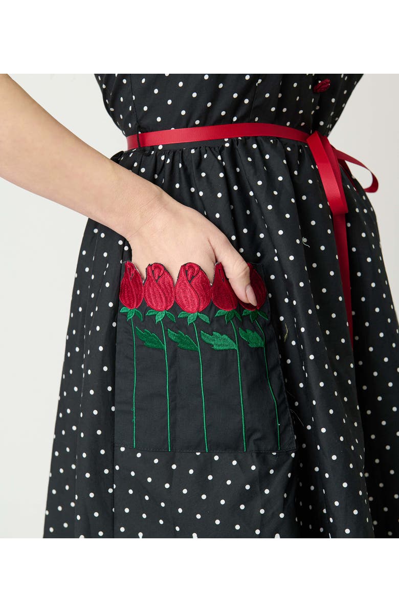 Smak Parlour Tulip Pocket Swing Dress, Alternate, color, Black Rose