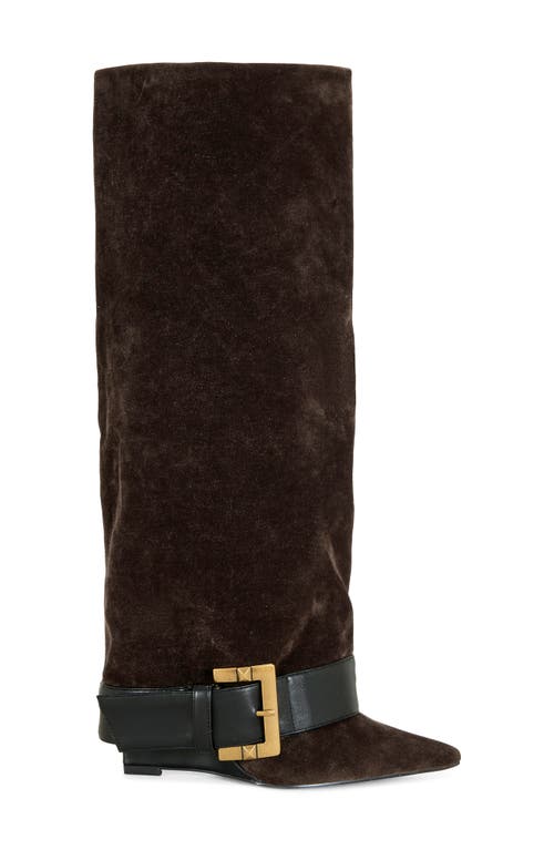 Azalea Wang Antonina Belted Wedge Boot In Animal Print