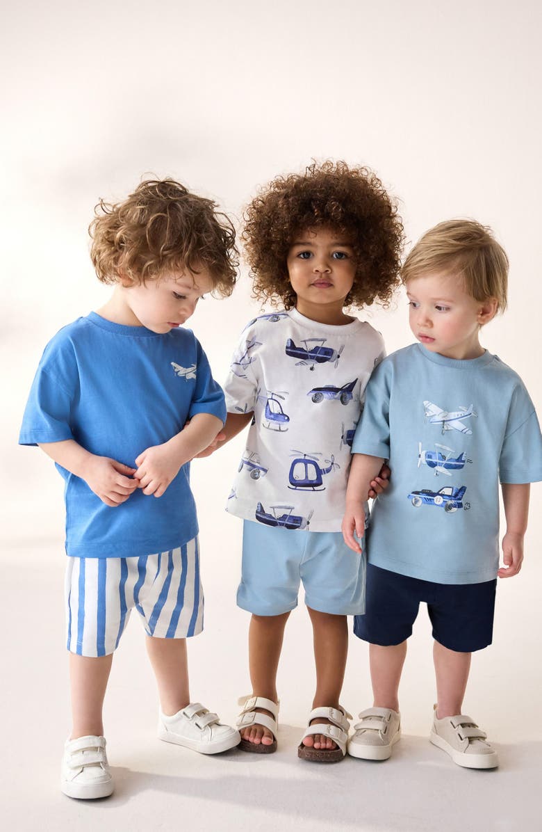 NEXT Kids' Transport Graphic T-Shirts & Shorts 3-Pack, Alternate, color, Blue