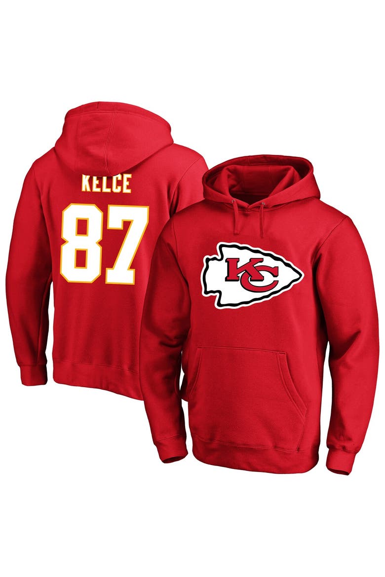 Men's Fanatics Travis Kelce Red Kansas City Chiefs Big & Tall Name & Number Fleece Pullover Hoodie, Alternate, color, Red