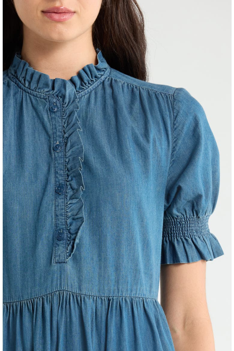 Feather Star Midi Dress, Alternate, color, MID WASH INDIGO