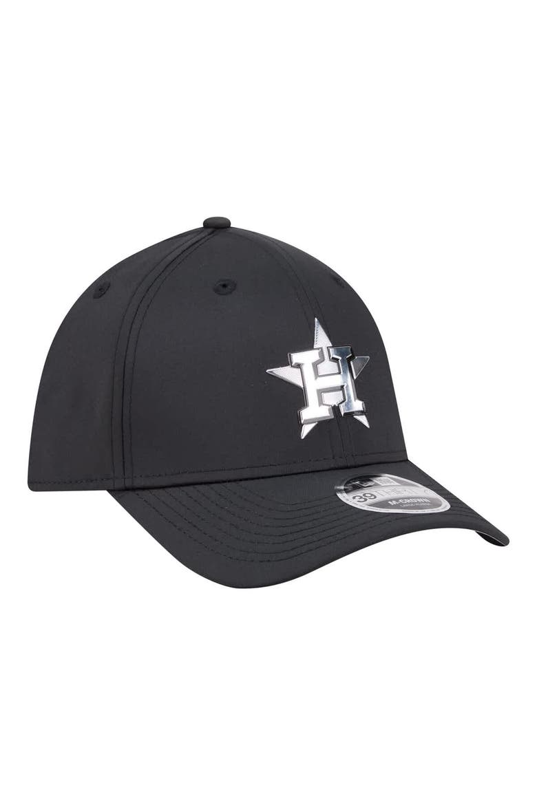 Men's New Era  Black Houston Astros Metallic 39THIRTY M-Crown Flex Hat, Alternate, color, Black