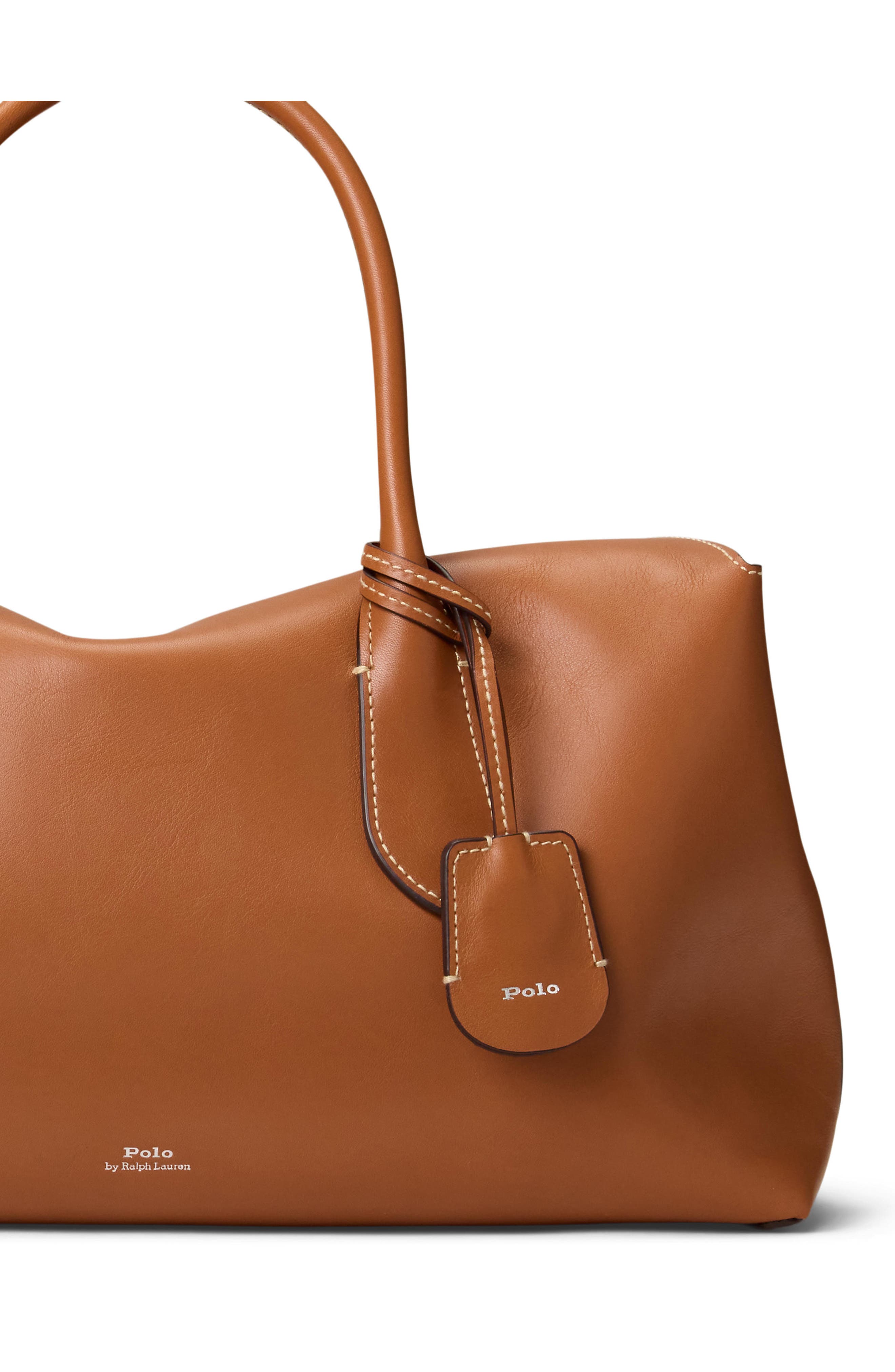 Polo Ralph Lauren Bellport Leather Satchel, Alternate, color, Cognac
