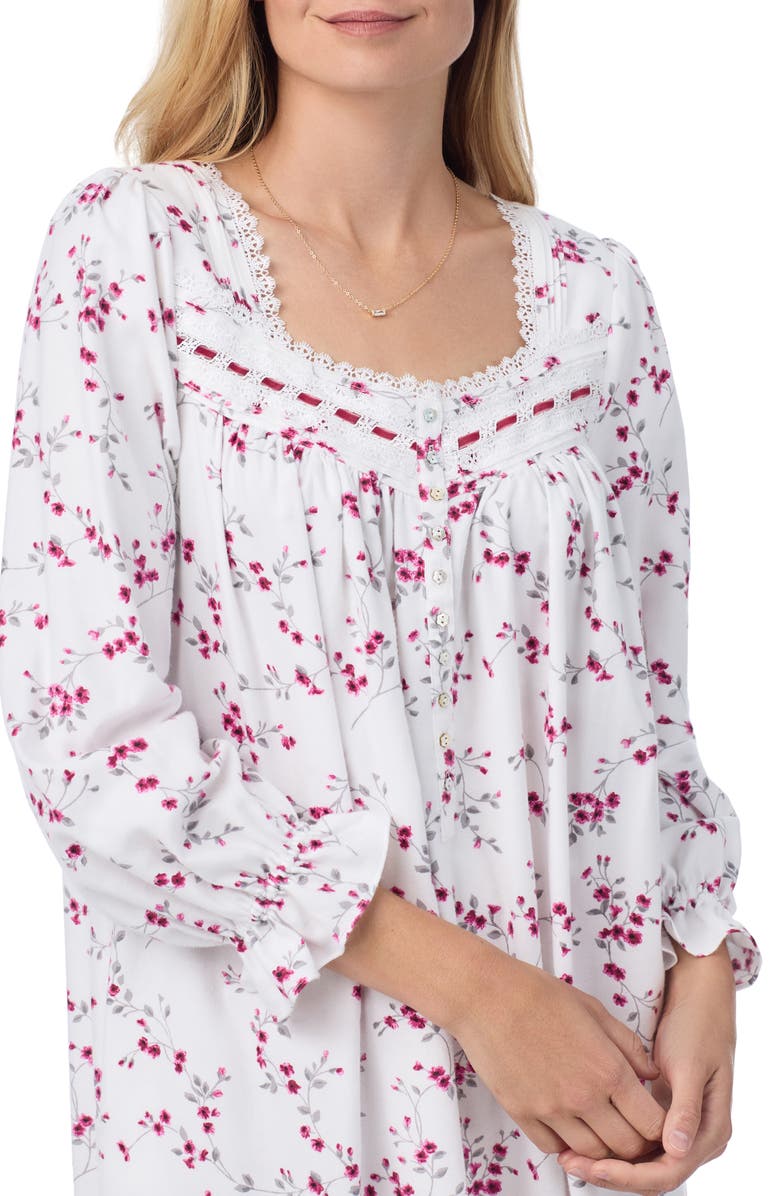 Eileen West Long Sleeve Cotton Blend Flannel Ballet Nightgown, Alternate, color,