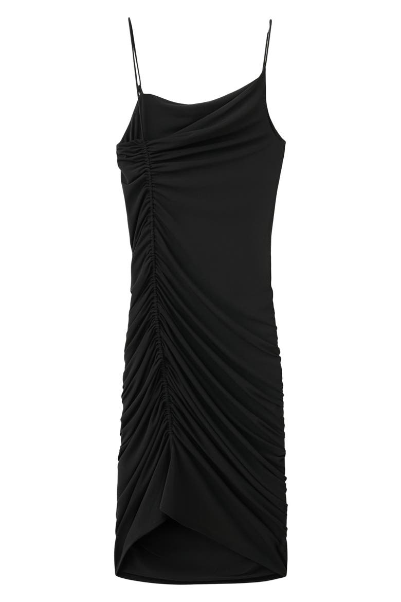 Asymmetric Ruched Body-Con Dress, Alternate, color, BLACK