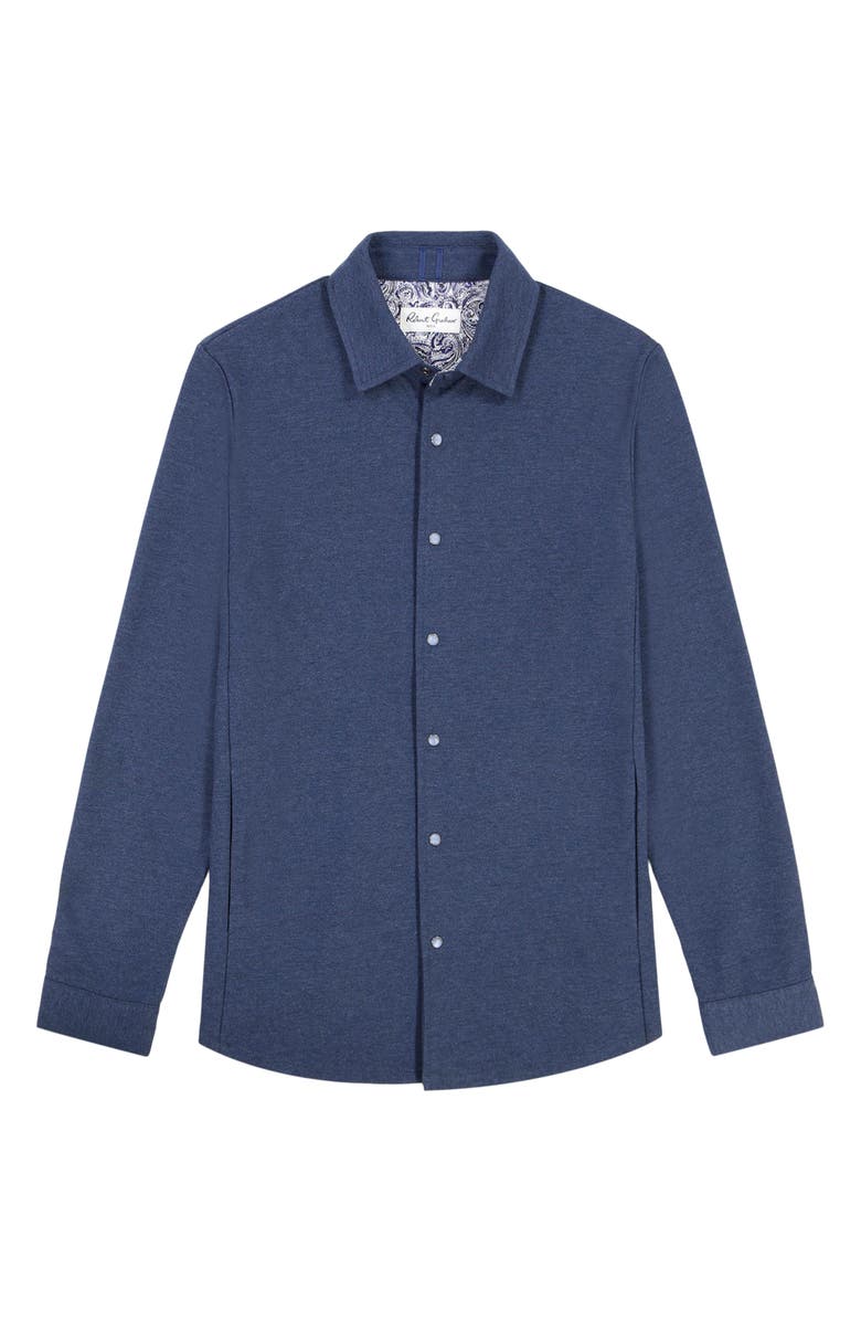 Robert Graham Kellan Knit Snap-Up Shirt Jacket, Alternate, color, Navy
