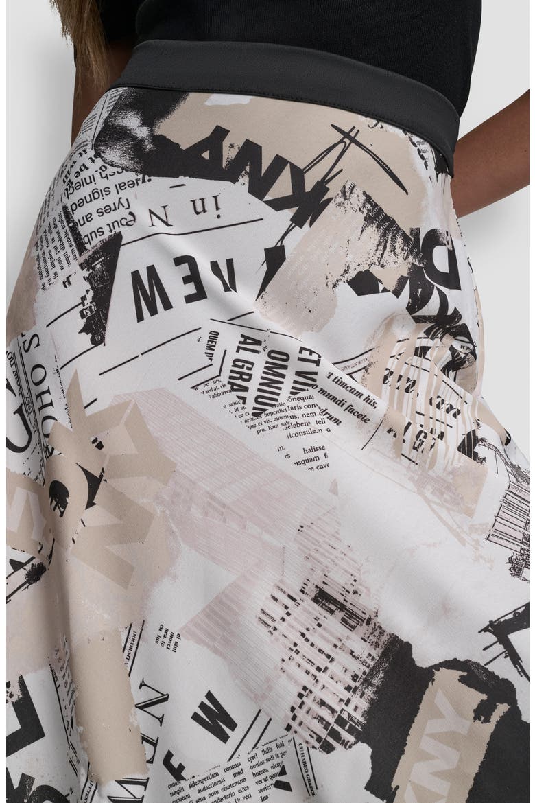 Newspaper Print Maxi Skirt, Alternate, color, DKNY HEADLINER