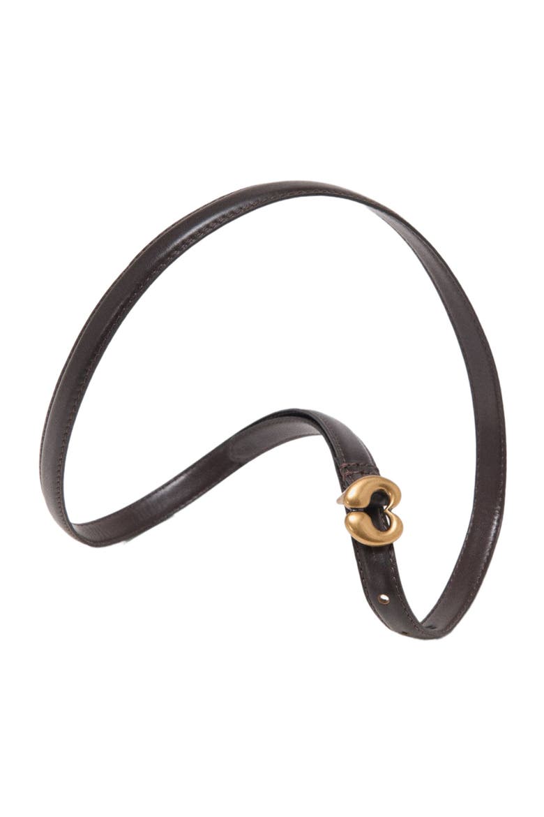 Slim leather belt, Alternate, color, Dark brown