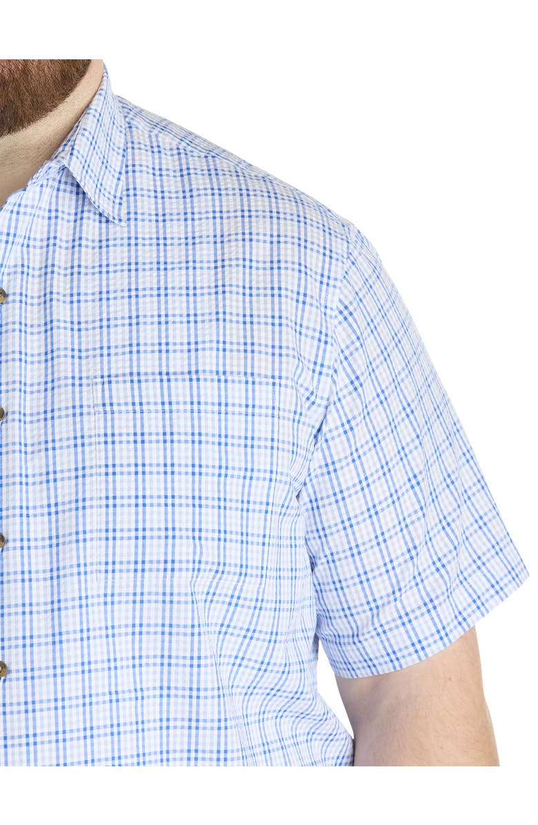Oak Hill by DXL Big & Tall  Seersucker Small Plaid Sport Shirt, Alternate, color, Blue
