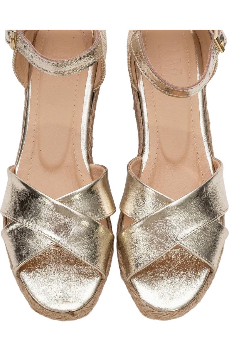 Forever & Always Shoes Miria Leather Platform Espadrille, Alternate, color, Gold Leather