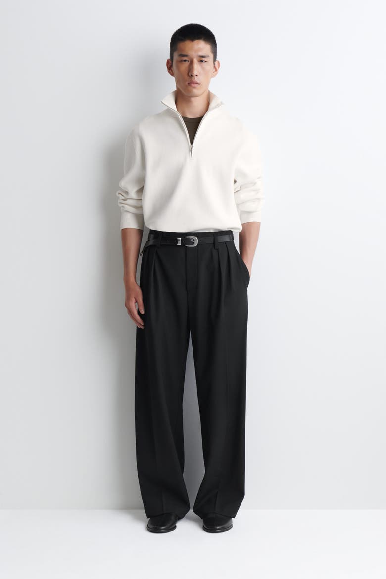 Double-faced Knitted Half-zip Sweater, Alternate, color, WHITE