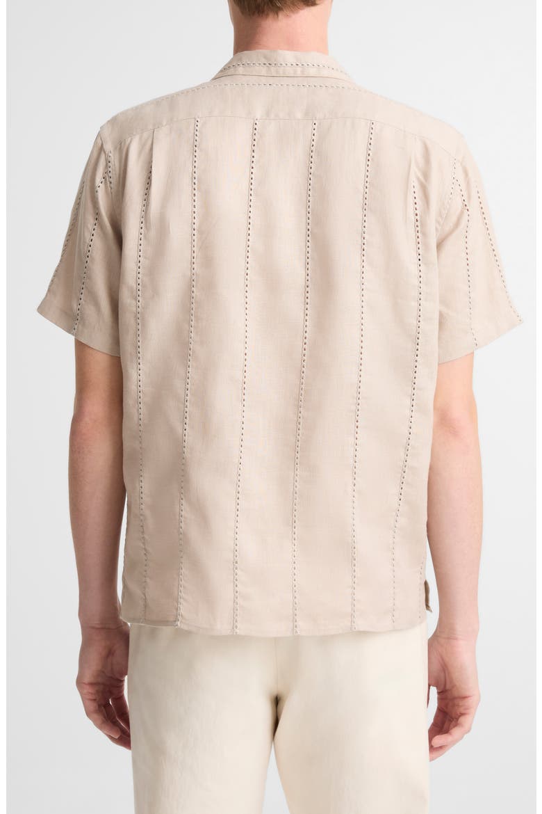 Eyelet Linen Button-Up Shirt, Alternate, color, PUMICE ROCK