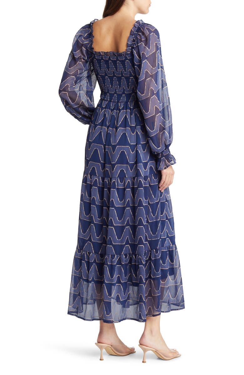 MOON RIVER Smocked Long Sleeve Tiered Maxi Dress, Alternate, color, 
