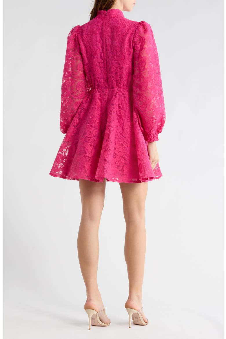 Amber Long Sleeve Lace Fit & Flare Dress, Alternate, color, FUCHSIA