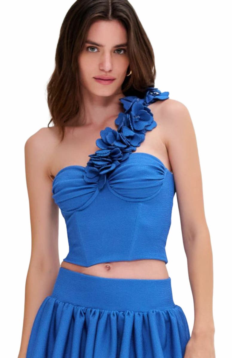 PatBO Merian Knit One Shoulder Top, Alternate, color, Blue