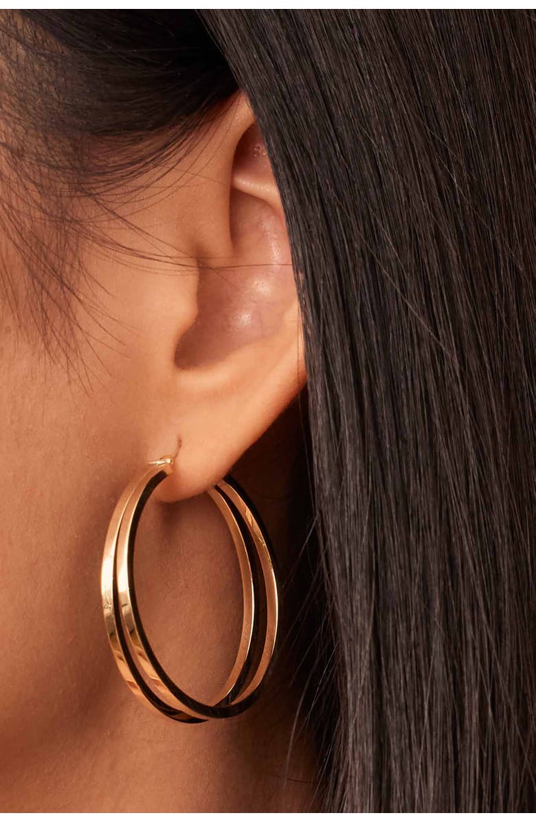 Oradina 14K Yellow Gold Hudson Large Hoops, Alternate, color, Yellow Gold