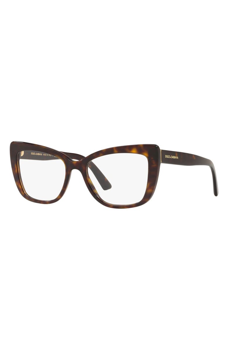 Dolce&Gabbana 53mm Cat Eye Optical Glasses, Alternate, color, Havana