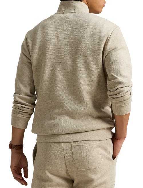 Polo Ralph Lauren Double-knit Mesh 1/4-zip Pullover In Tuscan Beige Heather