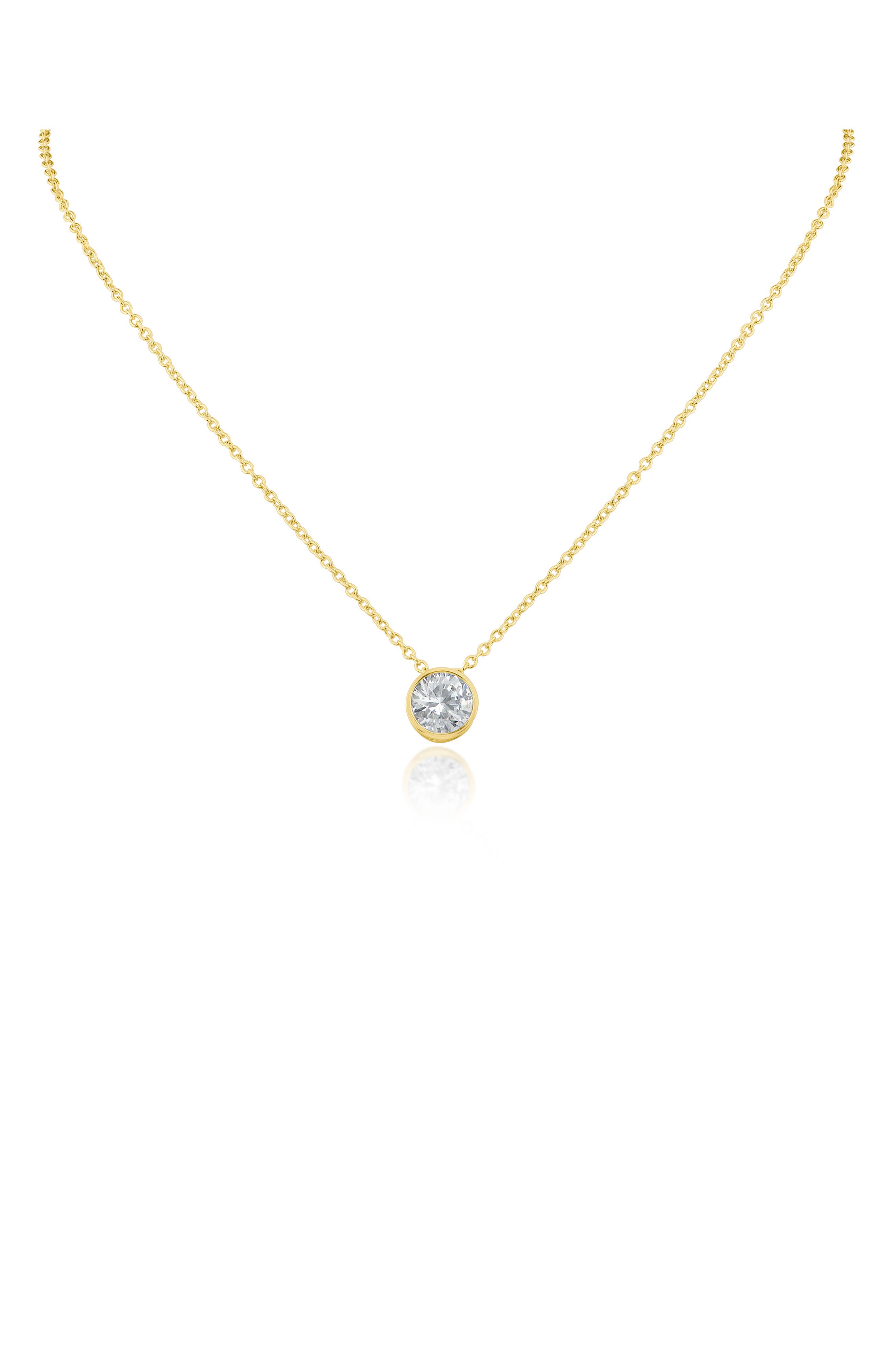 Cubic Zirconia Bezel Pendant Necklace