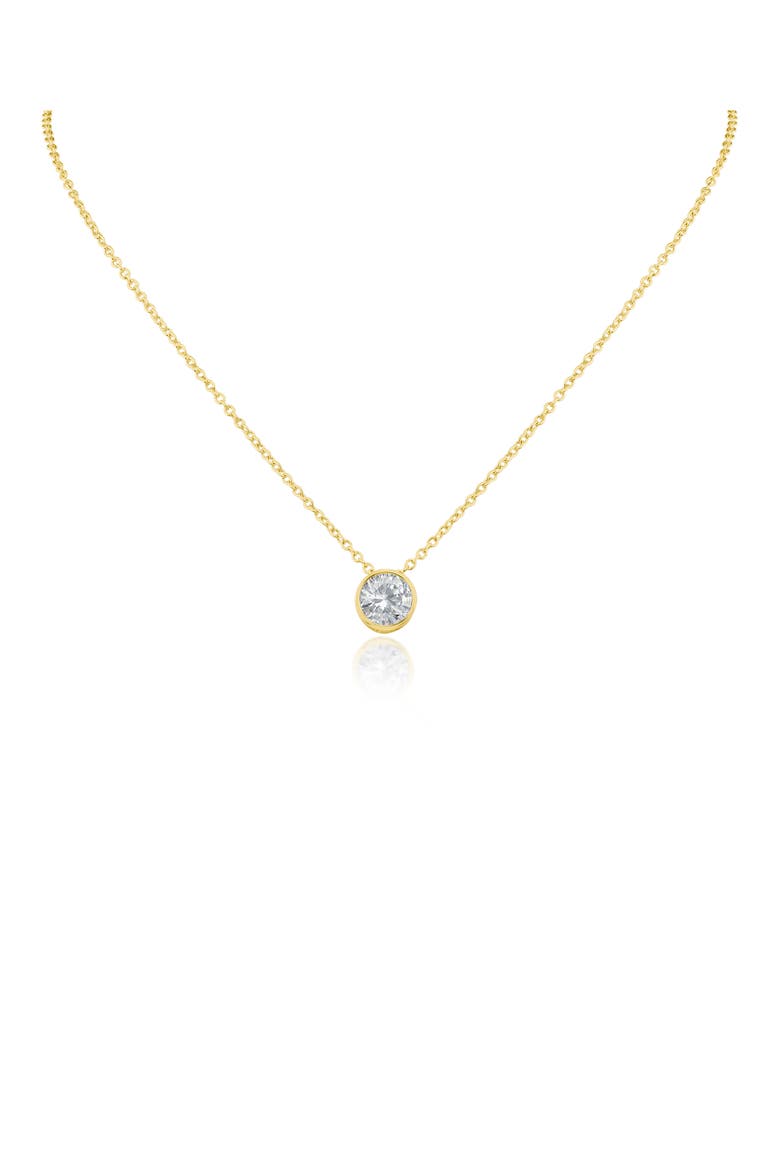Cubic Zirconia Bezel Pendant Necklace, Main, color, CLEAR GOLD