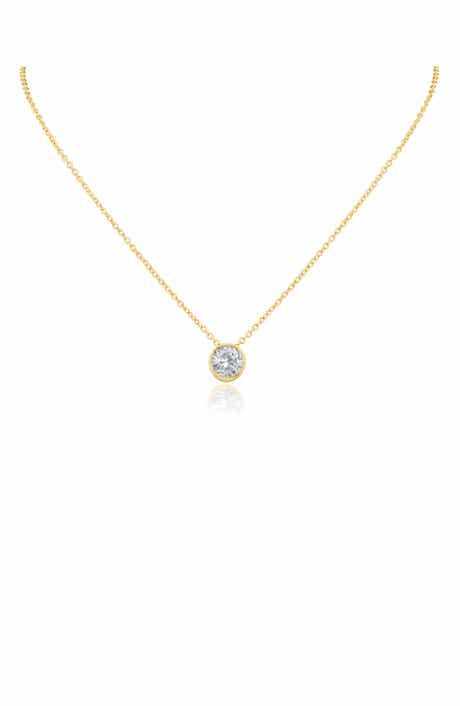 Cubic Zirconia Bezel Pendant Necklace
