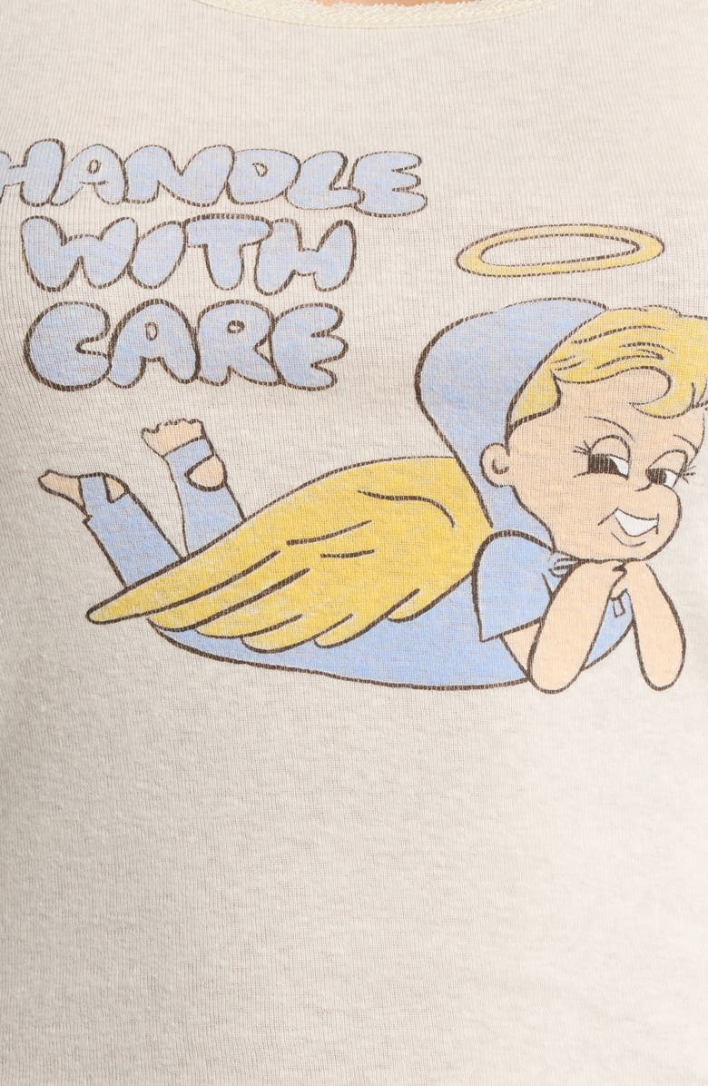 Re/Done Lace Trim Graphic Camisole, Alternate, color, Vintagewhite