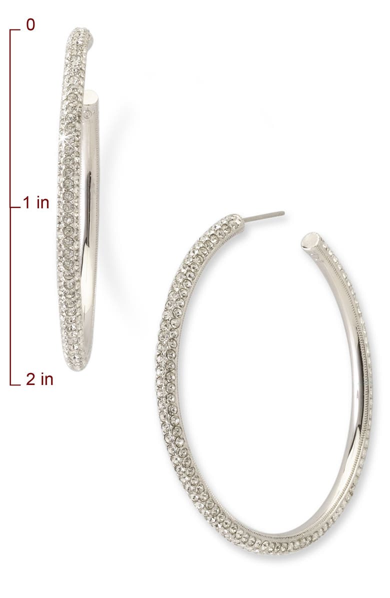 Nadri Large Pavé Crystal Hoop Earrings, Alternate, color, Silver