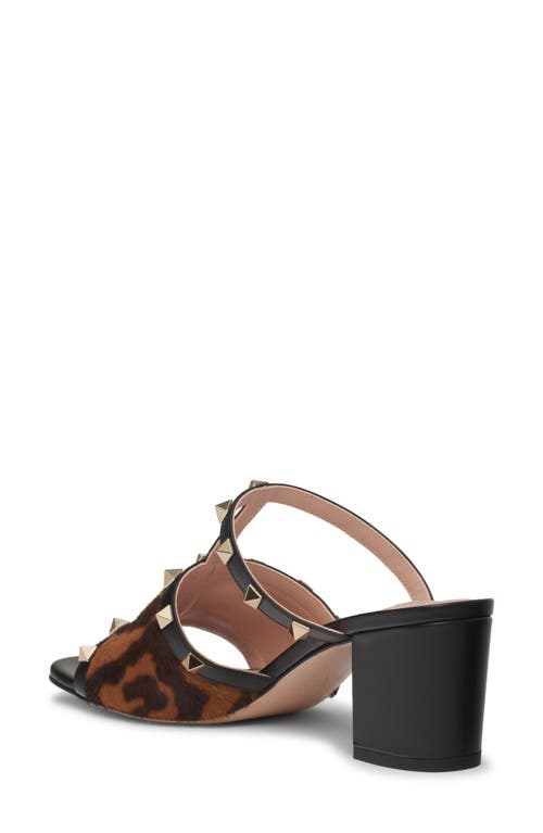 Valentino 60mm Rockstud Leopard-print Sandals In Black