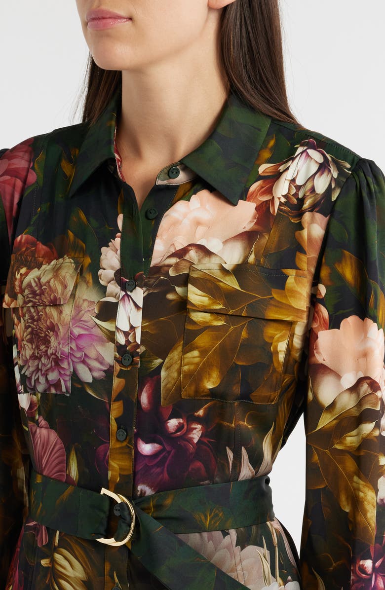 Elie Tahari The Mila Floral Print Long Sleeve Shirtdress, Alternate, color, 