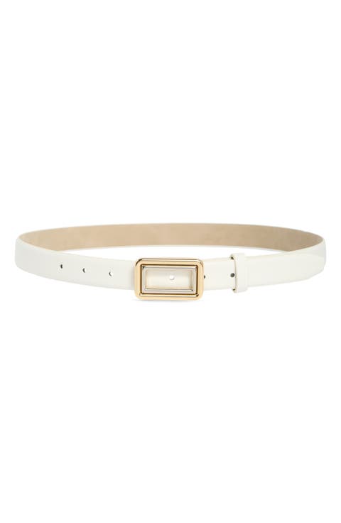 Two-Tone Buckle Textured Faux Leather Belt