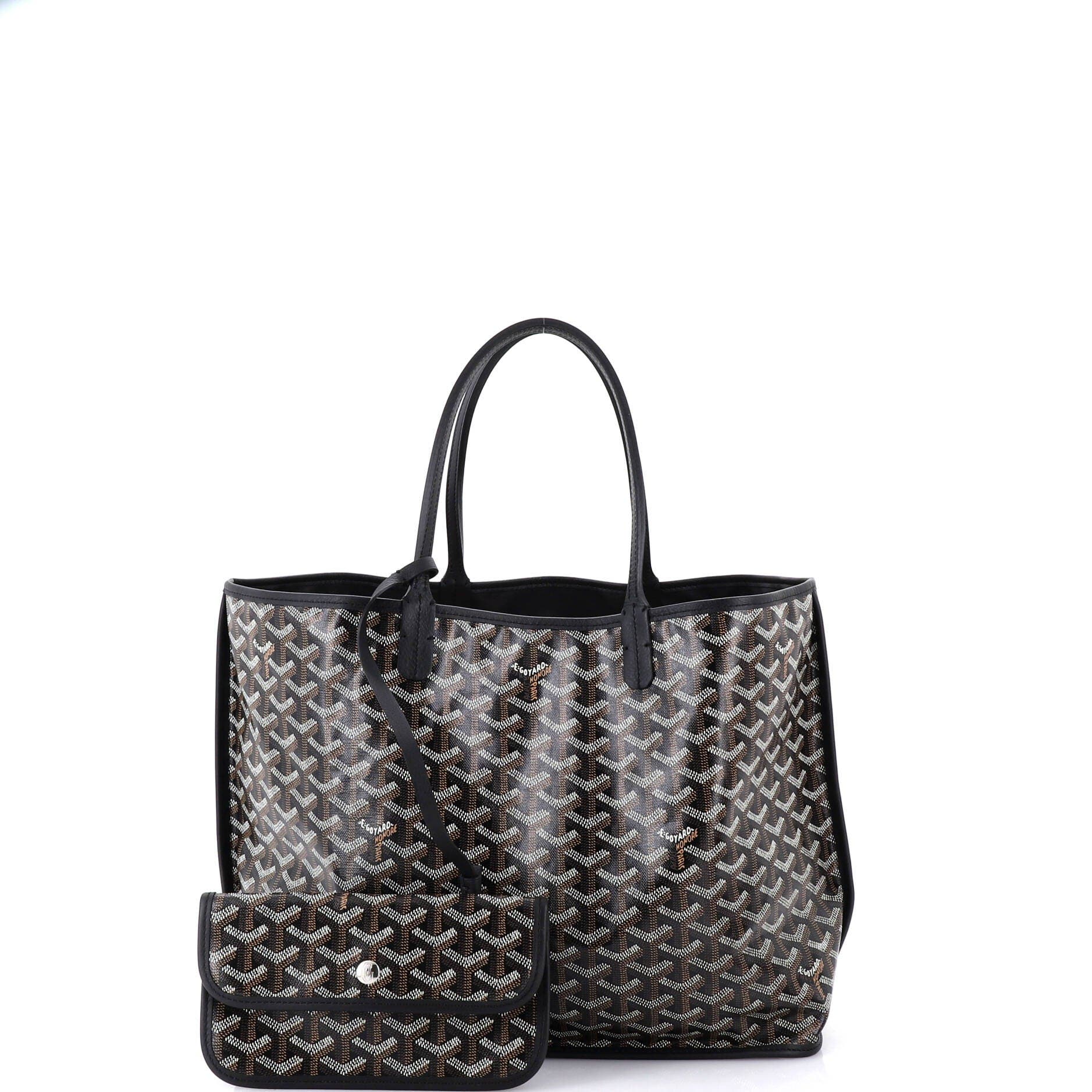 Pre-Owned Goyard Anjou Reversible Tote Printed Coated Canvas PM, Alternate, color, Black