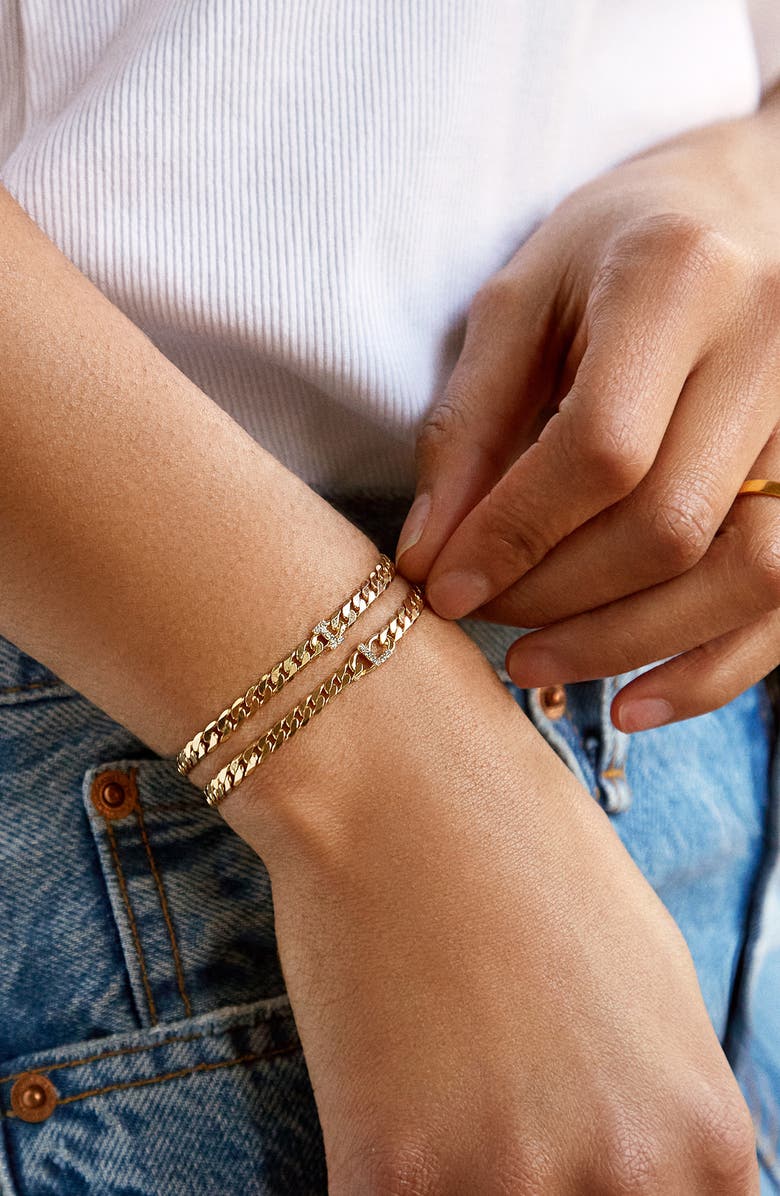 BaubleBar Crystal Pavé Initial Slider Bracelet, Alternate, color, 