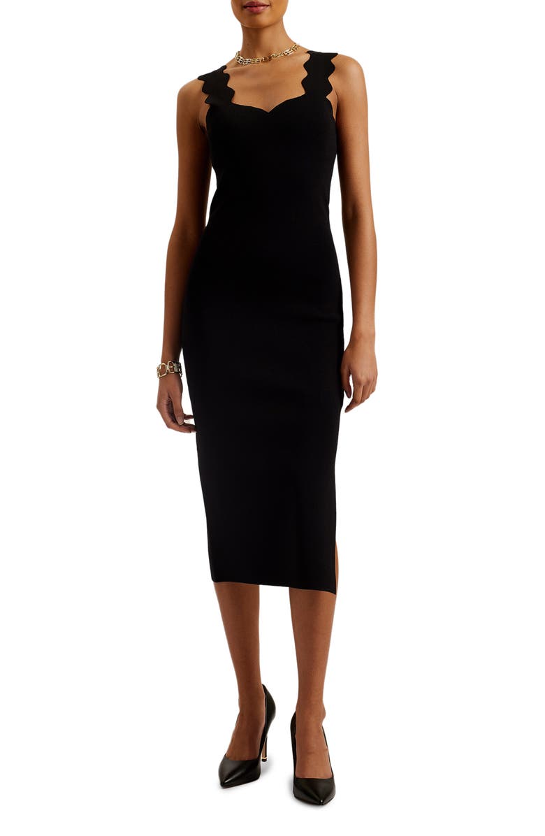 Ted Baker London Sharmay Scallop Body-Con Midi Dress, Main, color, 