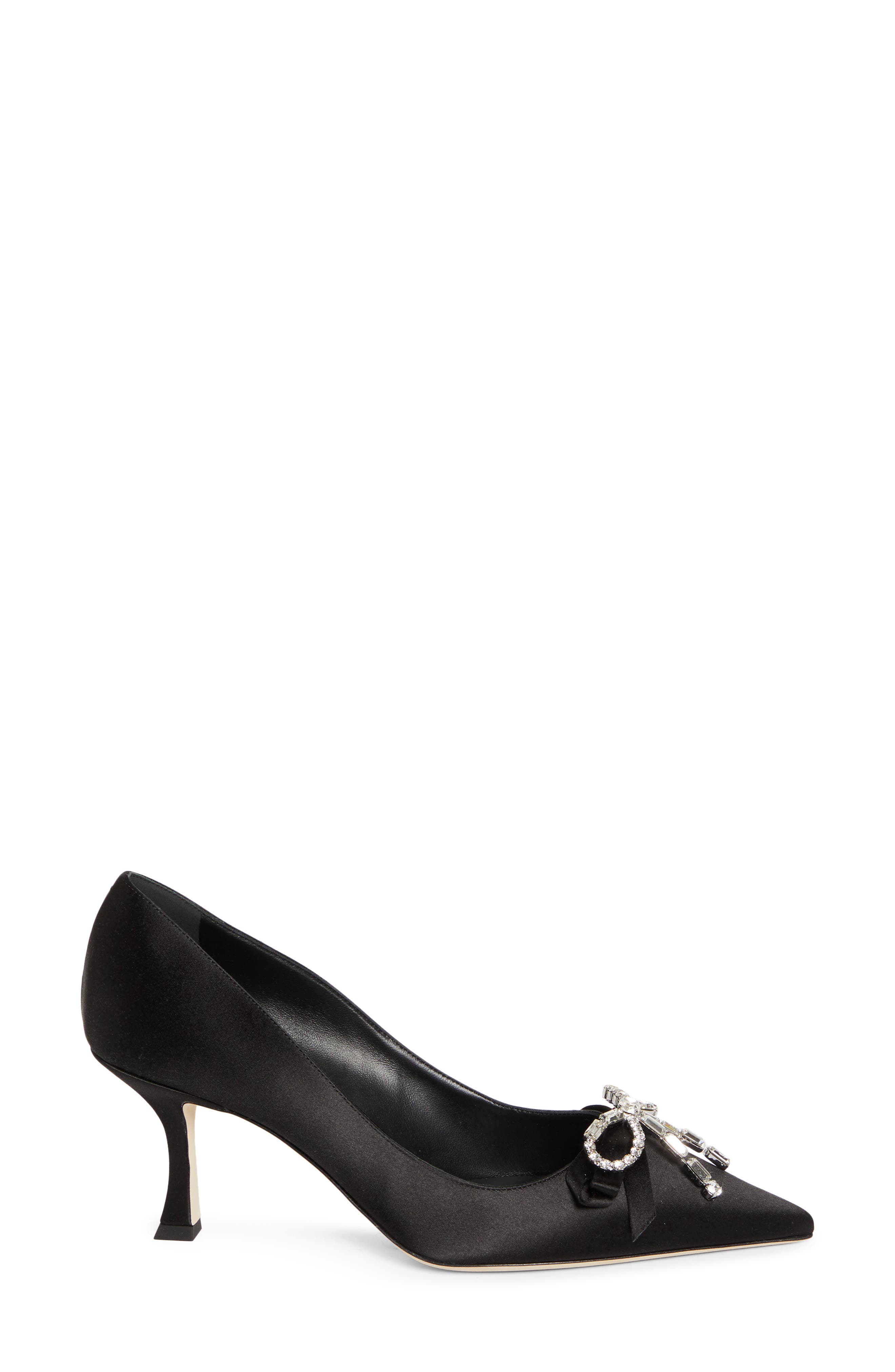 Jimmy Choo Auria Crystal Bow Satin Pump, Alternate, color, Black/ Crystal