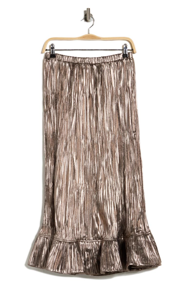 Roan Pleated Midi Skirt, Alternate, color, BRONZE