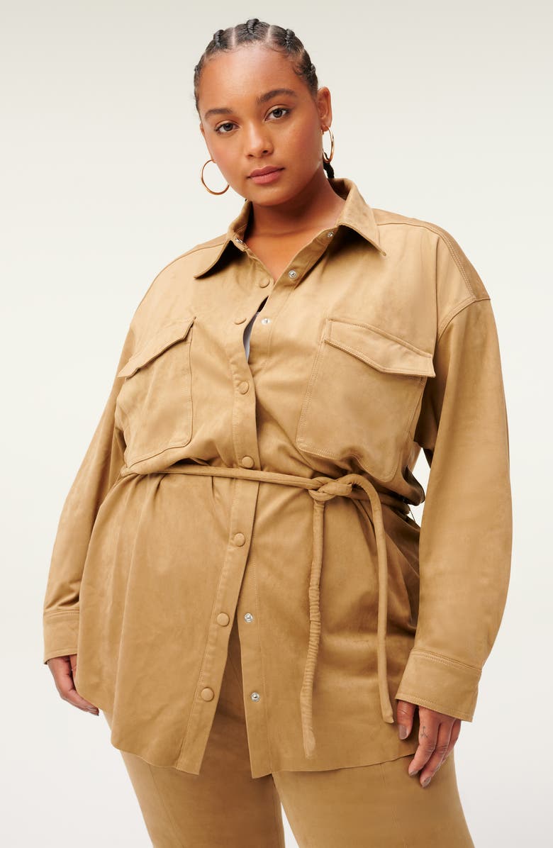 Good American Belted Shirt Jacket, Alternate, color,