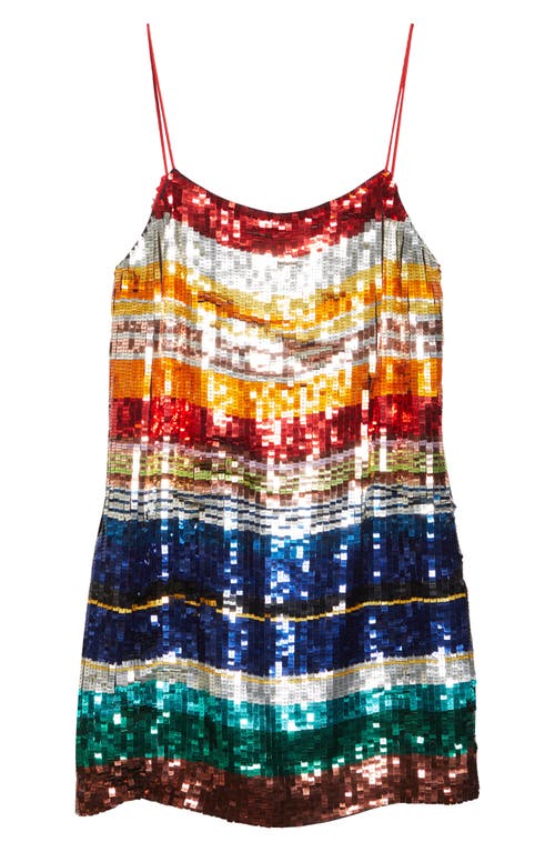 Alice And Olivia Alice + Olivia Bridget Rainbow Stripe Sequin Minidress In Multi