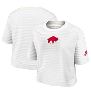 Nike Women's Nike White/Cream Buffalo Bills Striped Cropped T-Shirt