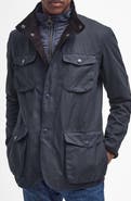 Barbour Ogston Water Resistant Waxed Cotton Jacket with Removable Quilted Bib