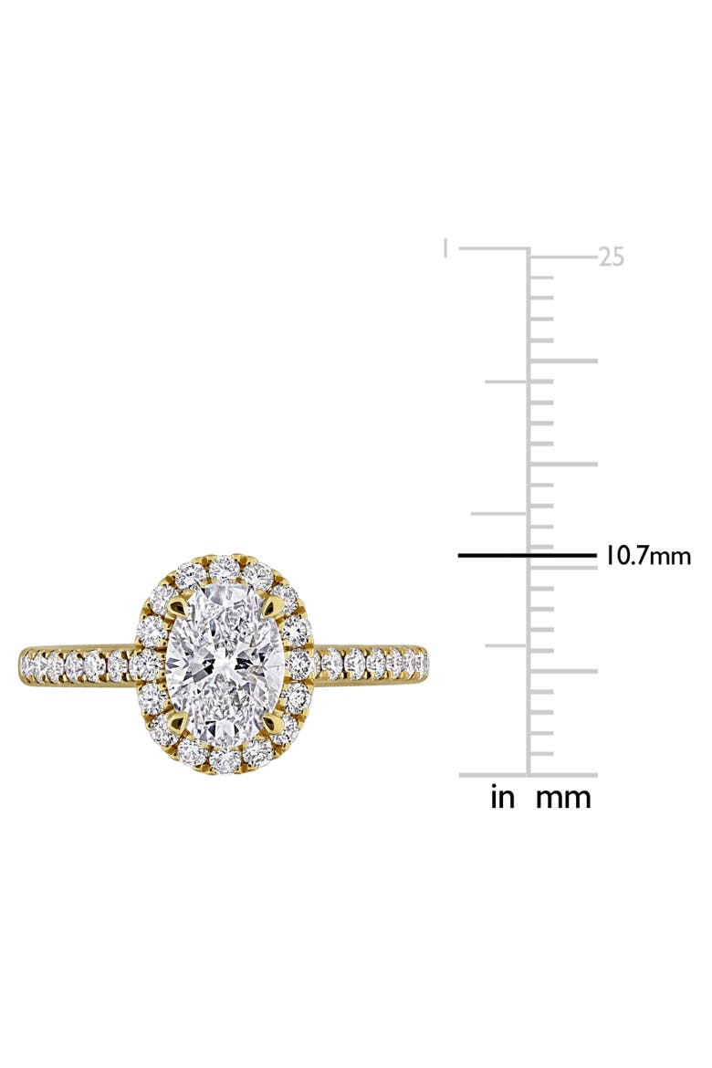 Lab Grown Diamond Oval Halo Engagement Ring 14k, Alternate, color, Yellow Gold